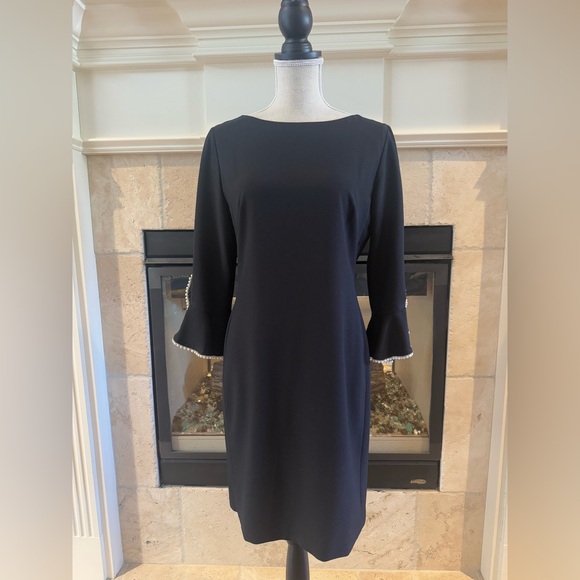 Karl Lagerfeld Dresses & Skirts - Karl Lagerfeld Elegant Black Dress with Pearl Accents Size 8